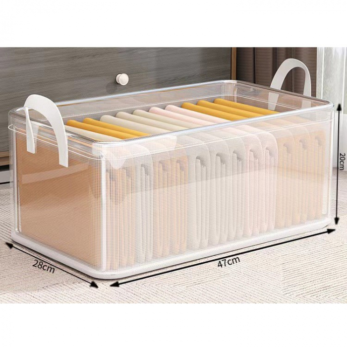 Cutie container de depozitare din PVC, , de stocare, Dimensiuni multiple, Accesoriu robust pentru organizarea de uz casnic, volum 26L, 47 x 28 x 20 cm, Transparenta [5]