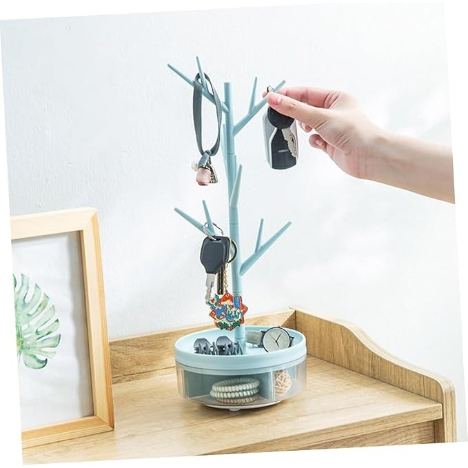 Cutie de Bijuterii, , Rotativa, cu Suport Tip Ramura, 36.5 x 14 cm, din ABS+PP, Albastru [4]