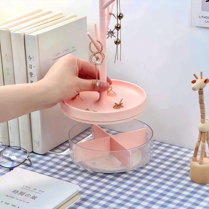 Cutie de Bijuterii, , Rotativa, cu Suport Tip Ramura, 36.5 x 14 cm, din ABS+PP, Roz [8]