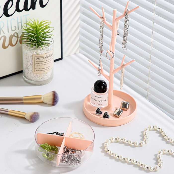 Cutie de Bijuterii, , Rotativa, cu Suport Tip Ramura, 36.5 x 14 cm, din ABS+PP, Roz [9]