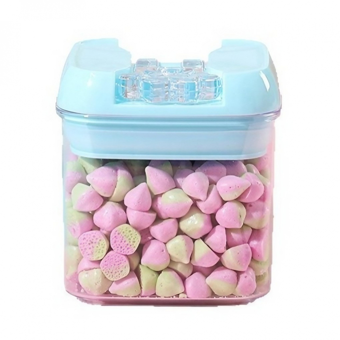 Cutie de Depozitare Alimente, , 0.5L, Capac Albastru, din PP+PET, Inchidere Ermetica, 10 x 10 x 10.5 cm, Transparent [1]