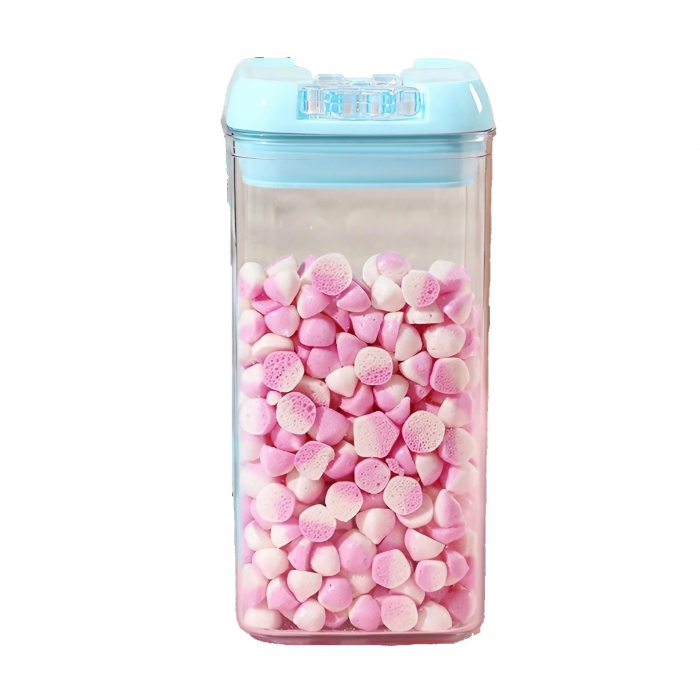 Cutie de Depozitare Alimente, , 1.2L, Capac Albastru, din PP+PET, Inchidere Ermetica, 10 x 10 x 20.5 cm, Transparent [1]
