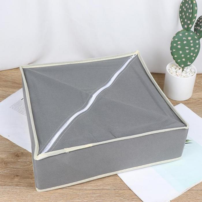 Cutie De Depozitare, , Pentru Lenjerie, Sosete Si Sutiene, Material Textil, 24 Compartimente, 32 x 32 x 10 cm, Culoare Gri [3]