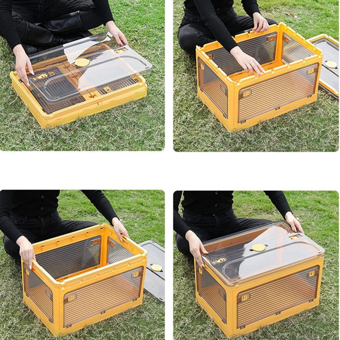 Cutie de depozitare pliabila, , Cu capac, 40 L, Plastic, 47x35x24.5 cm, Albastru [3]