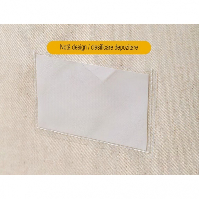 Cutie de Depozitare Pliabila, , Cu Fereastra si Fermoar Dublu, 66 L, Textil Premium, 50x40x33 cm, Cadru Metalic, Impermeabila, Bej [26]