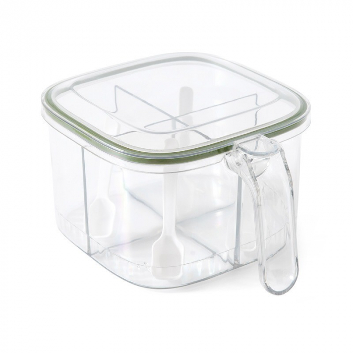 Cutie Depozitare Alimente, , din Plastic/Silicon, 20 x 10 x 10 cm, 5 Compartimente, Alb/Verde [5]