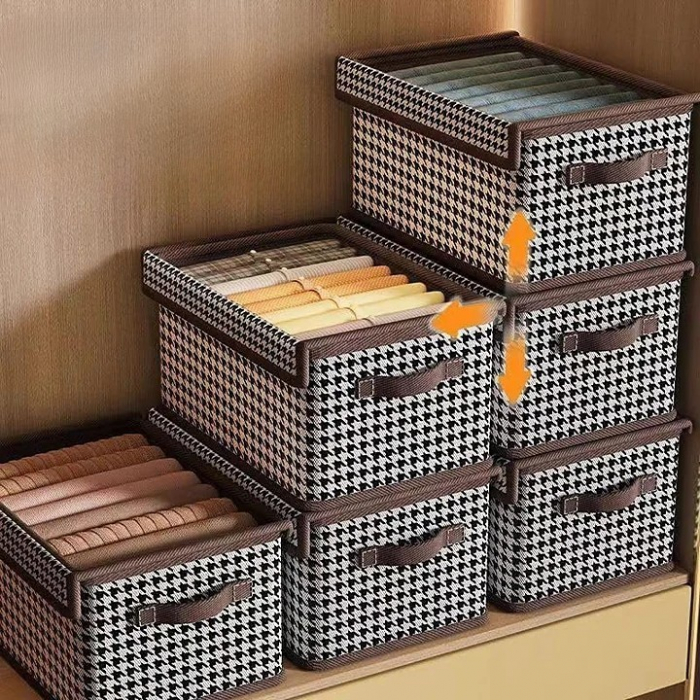 Cutie Depozitare, , Capac Transparent, Model In Carouri, Model Mare, Maro [6]