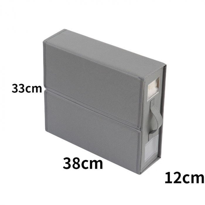 Cutie Depozitare Lenjerii de Pat, , Pliabila, Capacitate 18l, 38x33x12 cm, din Panza Oxford cu PP Incorporat, Fereastra Vizibila, Gri [3]