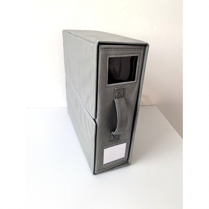 Cutie Depozitare Lenjerii de Pat, , Pliabila, Capacitate 18l, 38x33x12 cm, din Panza Oxford cu PP Incorporat, Fereastra Vizibila, Gri [4]