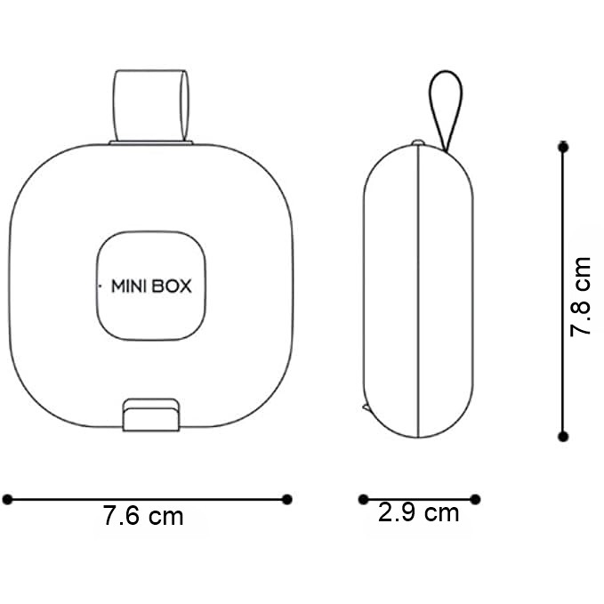 Cutie Depozitare Medicamente, , 4 Compartimente, Inchidere Etans, Portabila, Patrat, Alb/Negru, PP, 7.6x2.9x7.8 cm [3]
