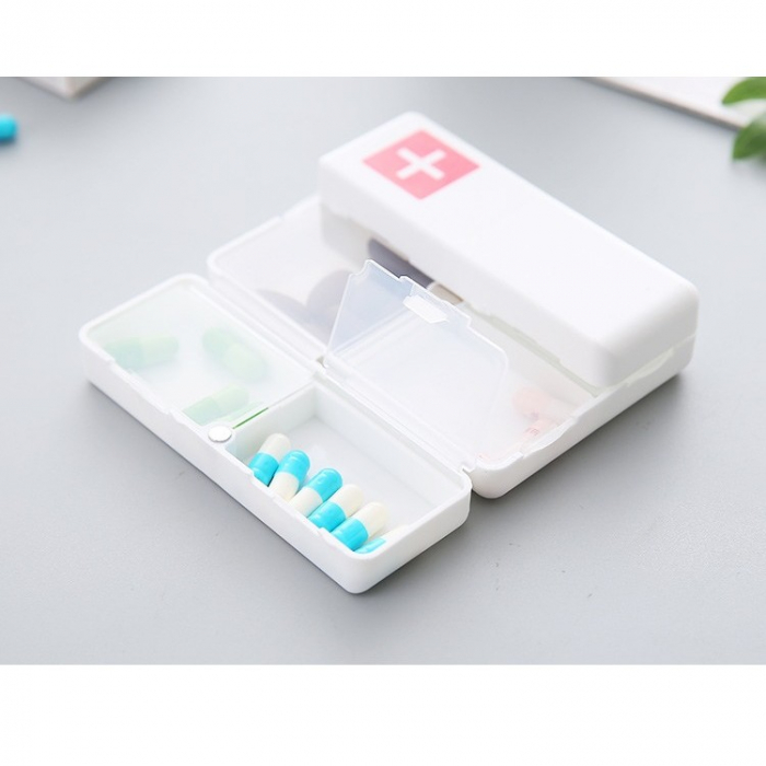 Cutie depozitare medicamente, 7 compartimente sigilate individual, pliabila, portabila, , Alb/Rosu [3]