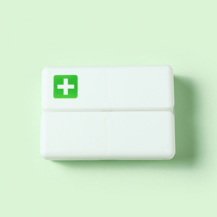 Cutie depozitare medicamente, 7 compartimente sigilate individual, pliabila, portabila, , Alb/Verde [4]