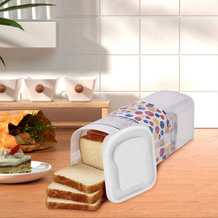 Cutie Depozitare Paine, , din Plastic, 34 x 13 cm, Pastreaza Prospetimea, Capac Alb [5]