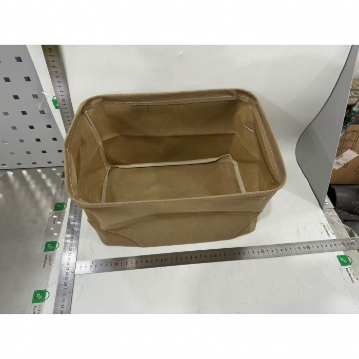 Cutie Depozitare , pentru Haine, lucruri, din Textil cu Cadru Metalic, Manere Laterale, forma Dreptunghiulara, 35 x 25 x 22cm, volum 19 L, Kaki [2]