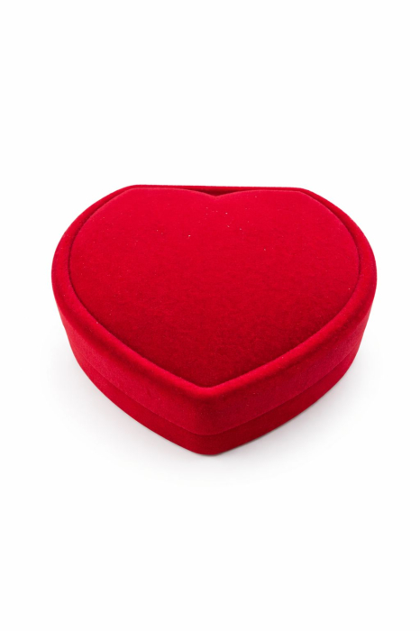 Cutie inimă catifea roșie 9x8x2.5 cm, pentru bijuterii sau martisor [2]