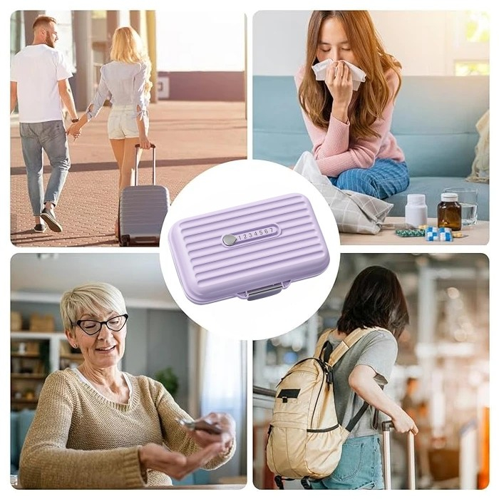 Cutie Medicamente, , Mov, 7 Compartimente, Portabila si Compacta, 11x7.2x3.5 cm, Ideala pentru Uzul Cotidian [6]