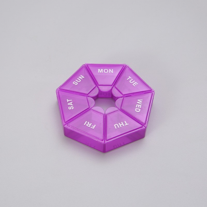 Cutie separator medicamente cu zilele saptamanii, , Plastic, 7 compartimente, Mov [3]