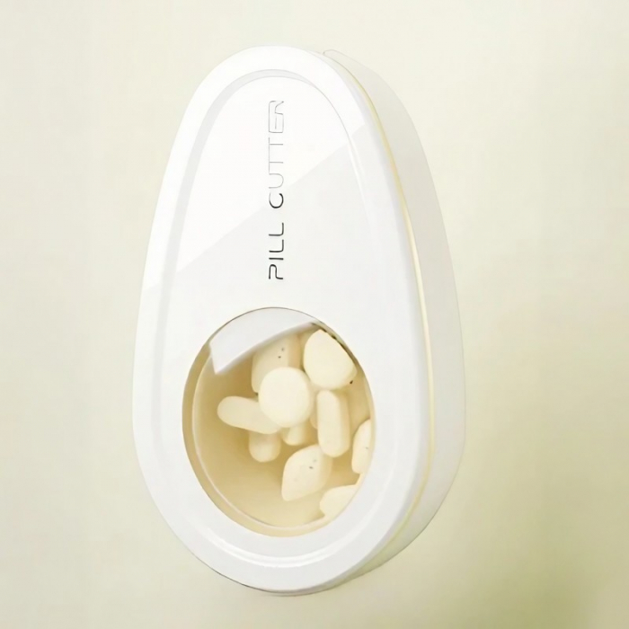 Cutie Taiat Pastile si Depozitare Medicamente, , Alba, 8x5x2.65 cm, Compacta si Portabila, Ideala Pentru Calatorii [2]