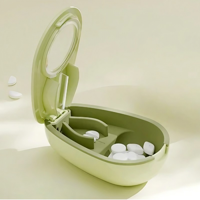 Cutie Taiat Pastile si Depozitare Medicamente, , Galbena, 8x5x2.65 cm, Compacta si Portabila, Ideala Pentru Calatorii [3]