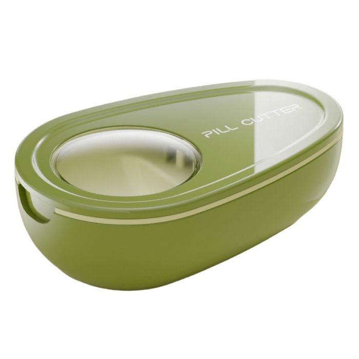 Cutie Taiat Pastile si Depozitare Medicamente, , Verde, 8x5x2.65 cm, Compacta si Portabila, Ideala Pentru Calatorii [1]