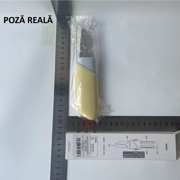 Cutit de Fructe Multifunctional, , Razatoare, Curatator Fructe-Legume, Deschizator de Sticle, 18.1x3.8x2cm, Galben [8]