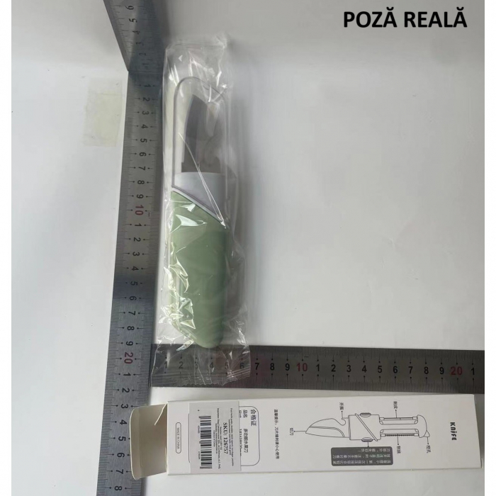 Cutit de Fructe Multifunctional, , Razatoare, Curatator Fructe-Legume, Deschizator de Sticle, 18.1x3.8x2cm, Verde [7]
