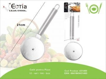 Cutit pentru pizza 21 cm din inox – Cutter rotativ cu lama ascutita, maner ergonomic, ideal pentru taiat pizza, placinte si aluat,  [2]