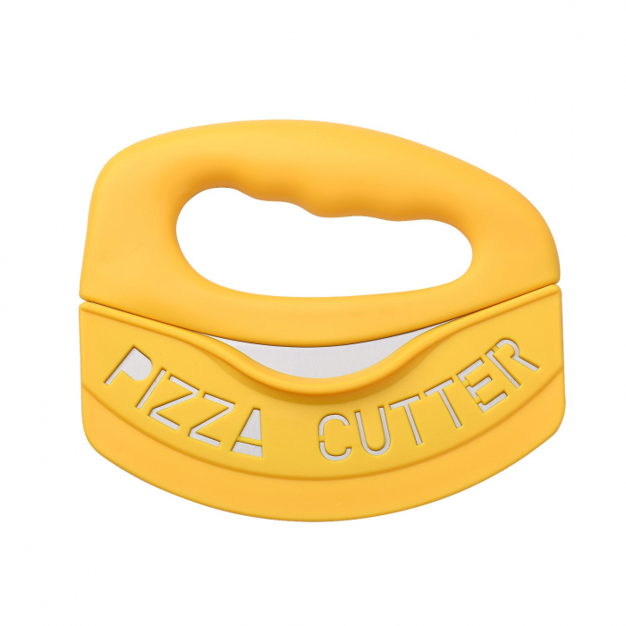 Cutit pentru taiat pizza , cu protectie din silicon pentru lama, inox, 15.5 cm, galben [1]