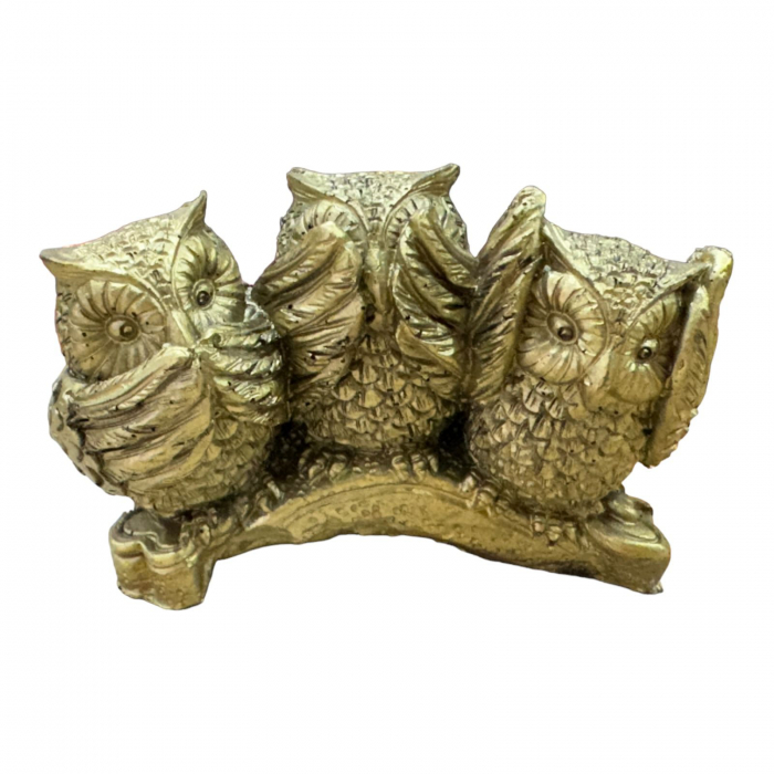 Decoratiune Feng Shui din rasina, 3 Bufnite, 10.5×8×5cm,  [2]