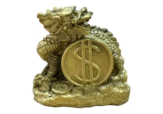 Decoratiune Feng Shui din rasina, Dragon cu moneda, 8.5×8×5.5cm,  [1]