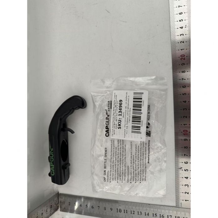 Deschizator de sticle, , Model Pistol, Plastic, ABS, pentru Dopuri Metalice, 13 x 6 x 3.7 cm, Negru [3]