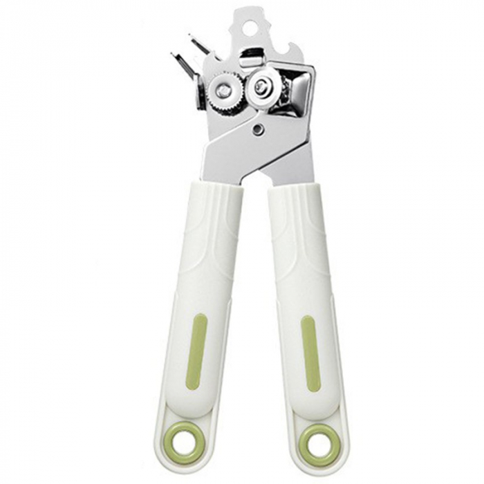 Desfacator de Conserve 3 in 1, , Instrument pentru Deschis Conserve, Sticle, Otel inoxidabil, Simplu de Utilizat, Maner Anti alunecare, 21.5 x 4.7 cm Alb [1]