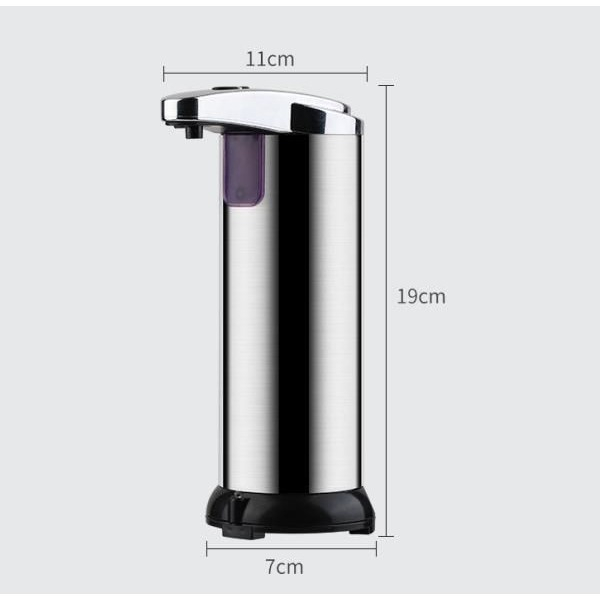 Dispenser pentru Sapun Lichid/Dezinfectant, , cu Senzor Infrarosu de Miscare, din Otel Inoxidabil, 250 ml, 19 x 11 cm, Gri [5]