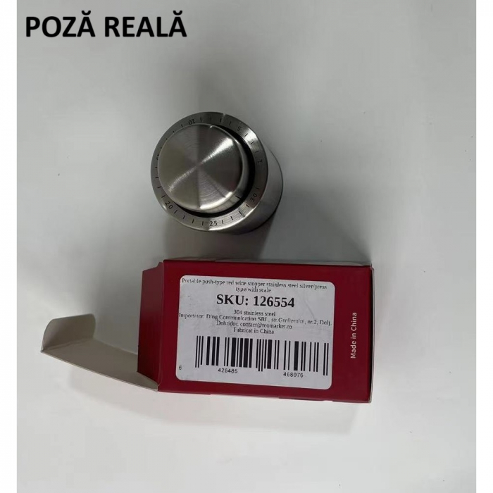 Dop de Etansare a Sticlei de Sampanie, , Data Etansare, Reutilizabil, Usor de Depozitat si Folosit, 4.5 x 4.5 x 8 cm, Gri [6]