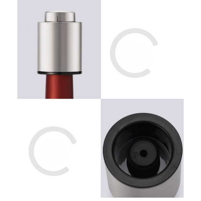 Dop de Etansare a Sticlei de Sampanie, , Data Etansare, Reutilizabil, Usor de Depozitat si Folosit, 4.5 x 4.5 x 8 cm, Gri [4]