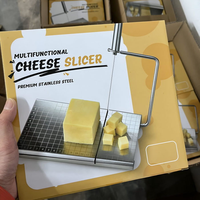 Feliator de Branza, , din Otel Inoxidabil, 5 Fire de Rezerva, Maner Ergonomic, Scara de Masurare, 24x21cm, Argintiu [5]