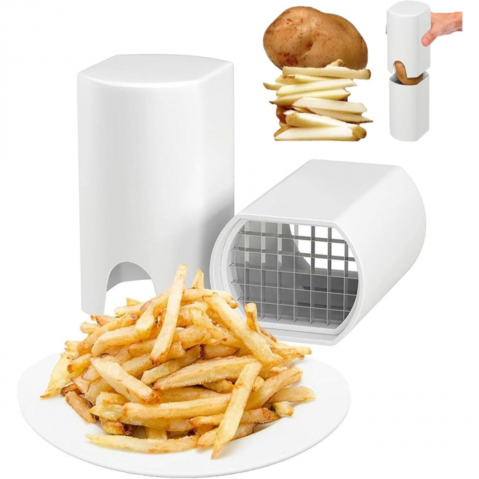 Feliator de Fructe si Legume, , din Plastic si Otel, Mecanic, Taiere 1.2 cm Grosime, 14 x 9.5 x 8 cm, Alb [5]