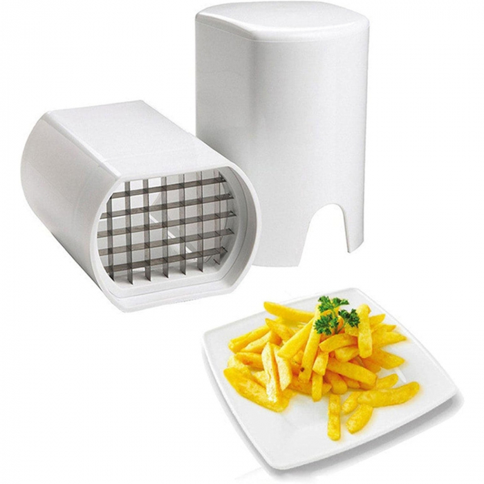 Feliator de Fructe si Legume, , din Plastic si Otel, Mecanic, Taiere 1.2 cm Grosime, 14 x 9.5 x 8 cm, Alb [1]