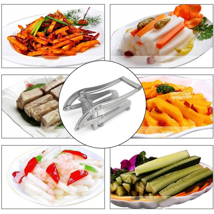 Feliator manual , pentru cartofi pai si legume, din inox, cu 2 dimensiuni de feliere, 25.5 x 11.7 cm, argintiu [7]