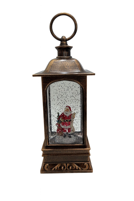 Felinar decorativ Craciun cu lumini LED si colinde, functional pe baterii si acumulator, 27.5x11.5x11.5cm [2]