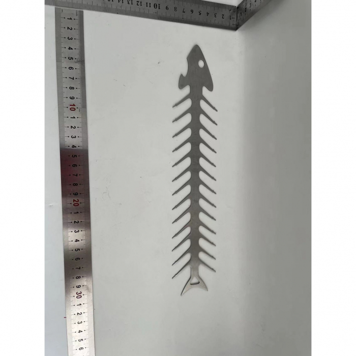 Forma pentru Frigarui, , Model Oase de Peste, din Otel Inoxidabil, Instrument pentru Gratar, BBQ, cu Deschizator de Sticle, 30x6 cm, Argintie [2]
