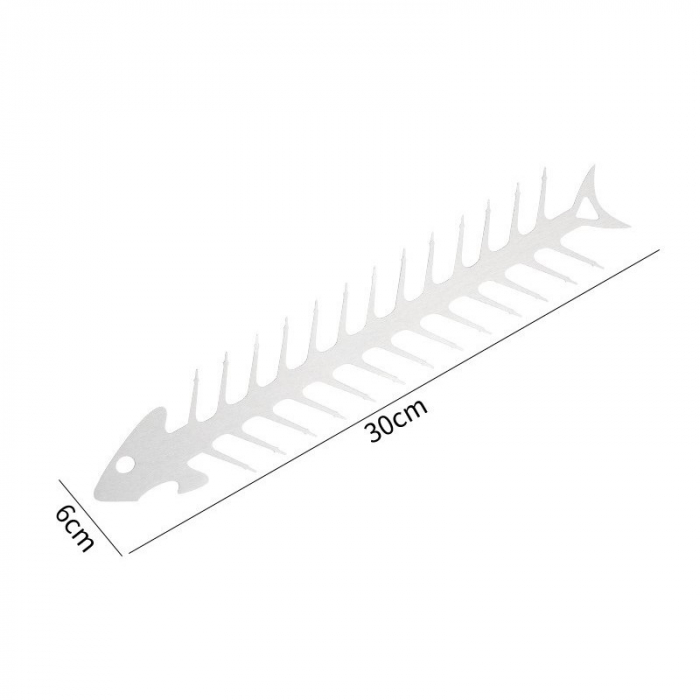 Forma pentru Frigarui, , Model Oase de Peste, din Otel Inoxidabil, Instrument pentru Gratar, BBQ, cu Deschizator de Sticle, 30x6 cm, Argintie [7]