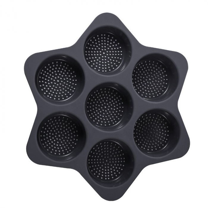 Forme de Silicon pentru Copt, , 7 Forme Rotiunde, pentru Burgeri si Prajituri, 38.5 x 4 cm, Negru [1]