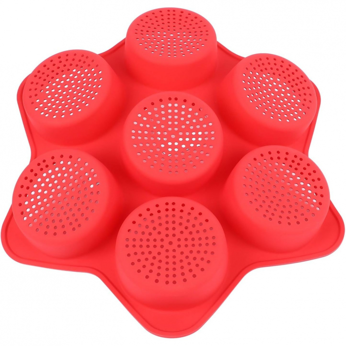 Forme de Silicon pentru Copt, , 7 Forme Rotiunde, pentru Burgeri si Prajituri, 38.5 x 4 cm, Rosu [3]