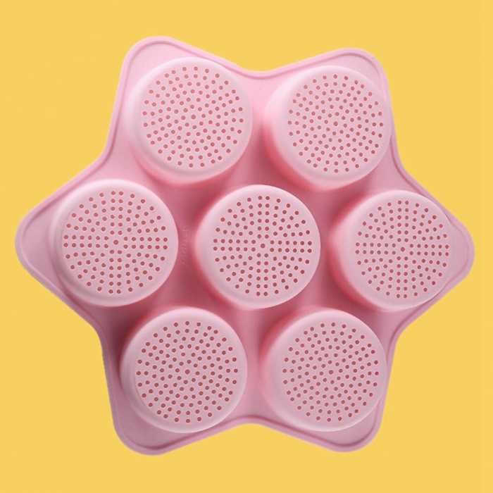 Forme de Silicon pentru Copt, , 7 Forme Rotiunde, pentru Burgeri si Prajituri, 38.5 x 4 cm, Roz [3]