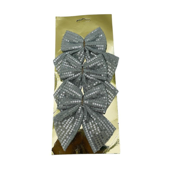 Set 3 fundite Craciun cu paiete – auriu/argintiu/bordo – pentru brad, coronite si cadouri, 29x12cm [2]