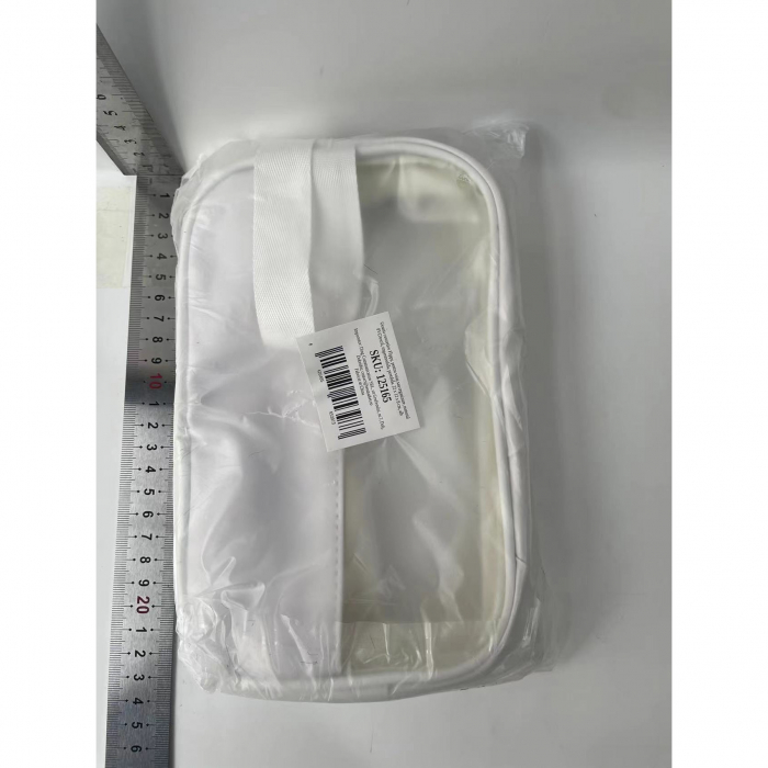 Geanta cosmetice , pentru voiaj sau organizare, material PVC/textil, impermeabila, portabila, 22 x 12 x 8 cm, alb [8]