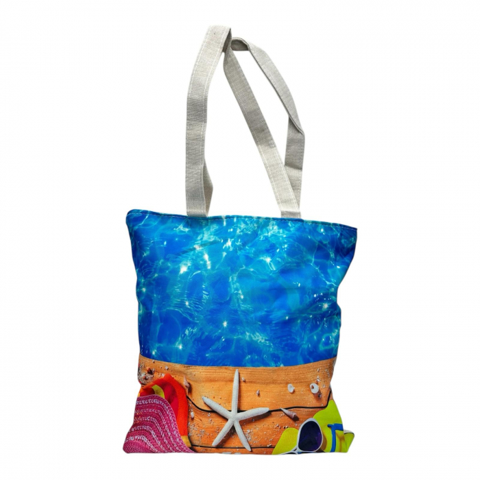 Geanta pentru plaja cu design marin – Eleganta si practica, 38x34cm, din poliester 100%,  [2]