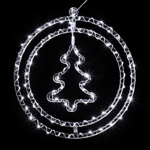 Instalatie 3D rotundă figurina brăduț, lumina LED-uri albe, dimensiune 34 cm, buton reglare moduri iluminat, [1]