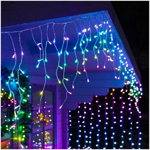 Instalatie turturi cu 140 LED-uri, 7 metri, multicolor, interconectabila, [1]